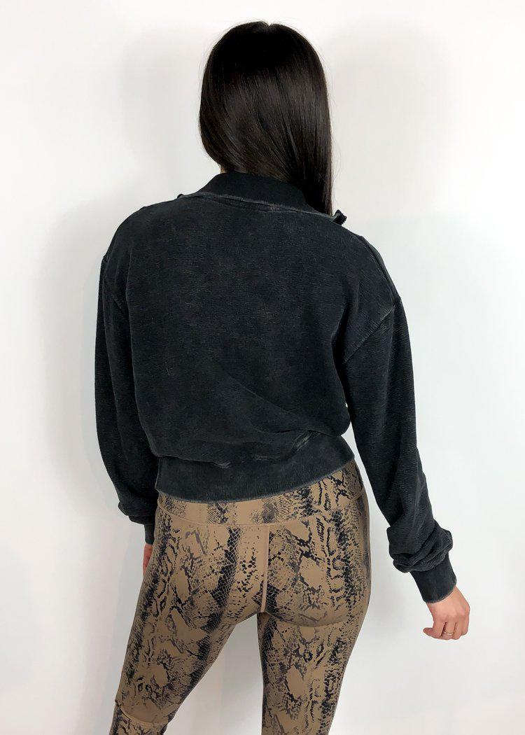 Renew 3/4 Zip Pullover-Washed Black-Hand In Pocket