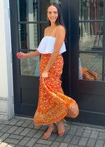 Giverny Tiered Midi Skirt-Orange-Hand In Pocket