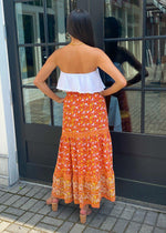Giverny Tiered Midi Skirt-Orange-Hand In Pocket