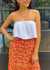 Giverny Tiered Midi Skirt-Orange-Hand In Pocket