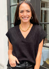 Carly Cap Sleeve Sweater Vest - Black-Hand In Pocket