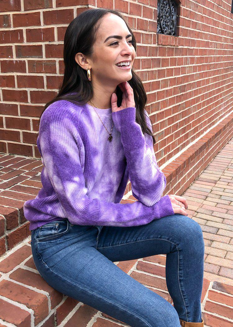 Hailey Deep Tie Dye Sweater - Purple ***FINAL SALE***-Hand In Pocket