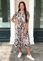 Karlie Sullivans Short Sleeve Tiered Cheetah Print Dress - Blush-Hand In Pocket