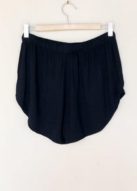 Bobi Drawstring Crepe Short - Black-Hand In Pocket