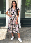Karlie Sullivans Short Sleeve Tiered Cheetah Print Dress - Blush-Hand In Pocket