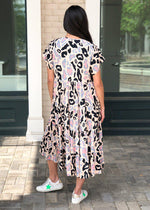 Karlie Sullivans Short Sleeve Tiered Cheetah Print Dress - Blush-Hand In Pocket