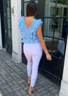 Janeiro Ruffled Double V Top-Hand In Pocket