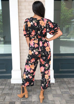 Celosia Floral Utility Print Puff Sleeve Jumpsuit ***FINAL SALE***-Hand In Pocket