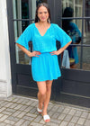 Michael Stars Katelyn Smocked Waist Peasant Dress-Scuba-Hand In Pocket