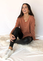 Z Supply The V Neck Weekender Pullover - Whiskey-Hand In Pocket