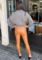 Commando Faux Leather Legging - Cocoa-Hand In Pocket