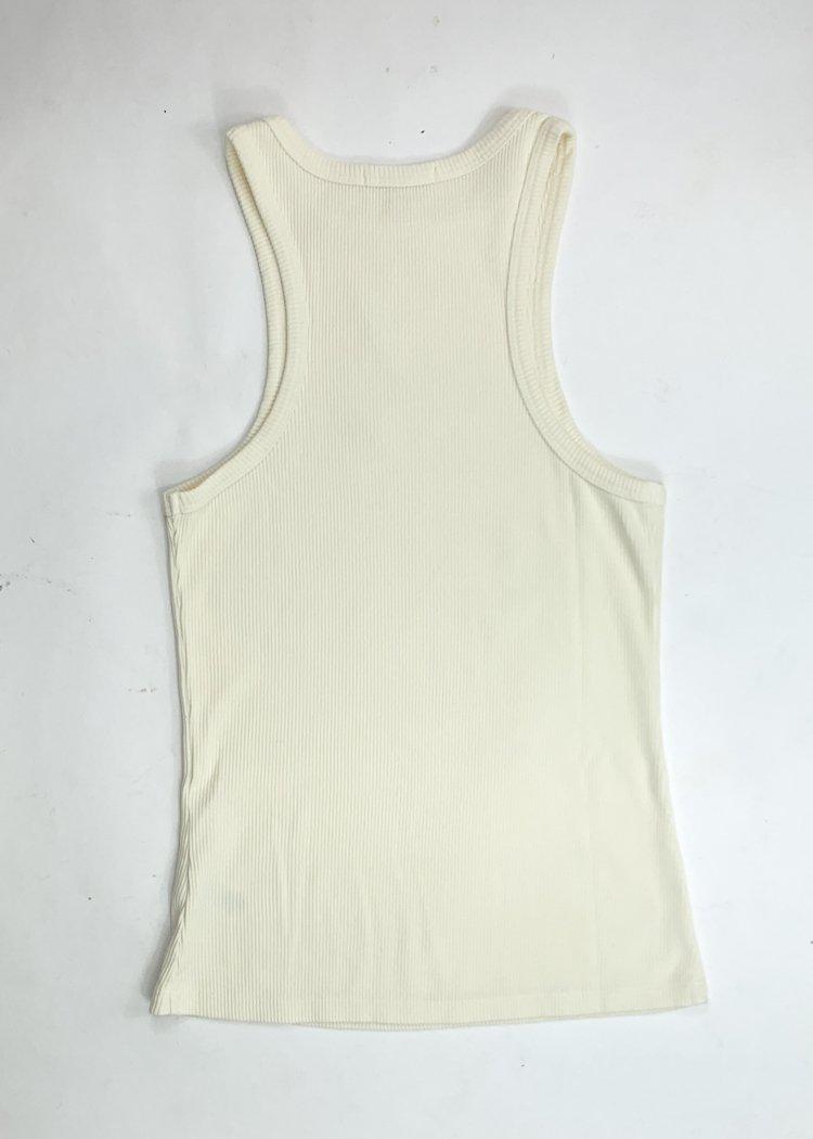 Agolde Organic Cotton Rib Ivory Tank - Paste-Hand In Pocket