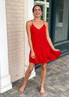 Miramar Babydoll Tiered Dress - Red-Hand In Pocket