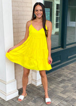 Miramar Babydoll Tiered Dress - Lemon-Hand In Pocket