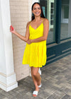 Miramar Babydoll Tiered Dress - Lemon-Hand In Pocket