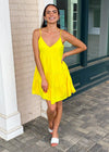 Miramar Babydoll Tiered Dress - Lemon-Hand In Pocket