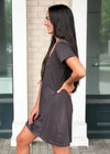 Z Supply Short Sleeve Organic Cotton V-neck T-shirt Dress-Hand In Pocket