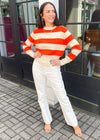 Milbank Striped Knit Top-Hand In Pocket