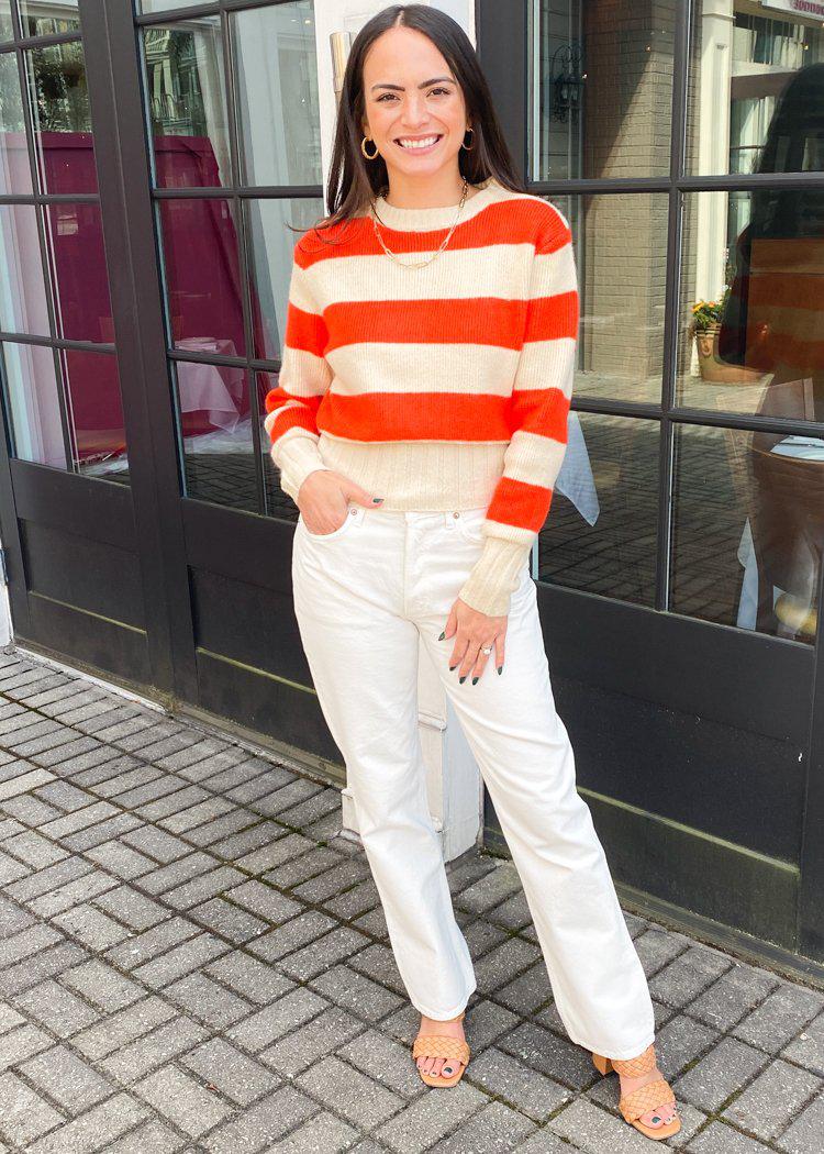 Milbank Striped Knit Top-Hand In Pocket