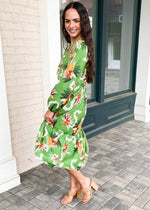 Shayla Botanical Print Midi Dress-Hand In Pocket