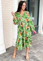 Shayla Botanical Print Midi Dress-Hand In Pocket