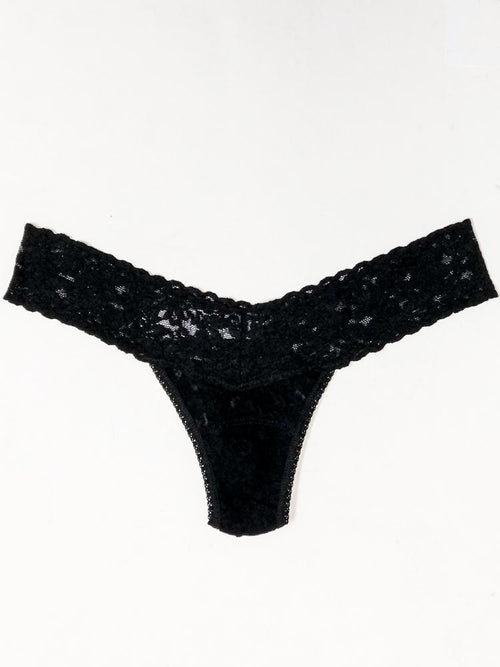 Hanky Panky Signature Lace Low Rise Thong - Fiji Blue-Hand In Pocket