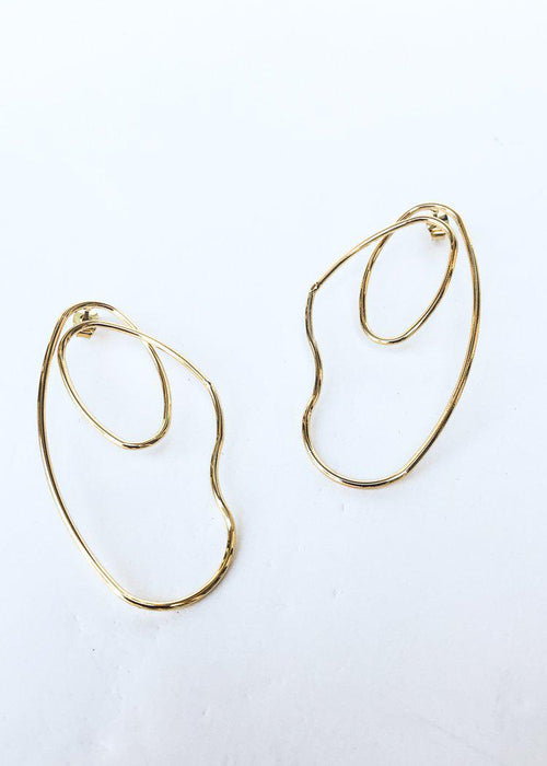 Crofton Abstract Gold Statement Earring-Hand In Pocket