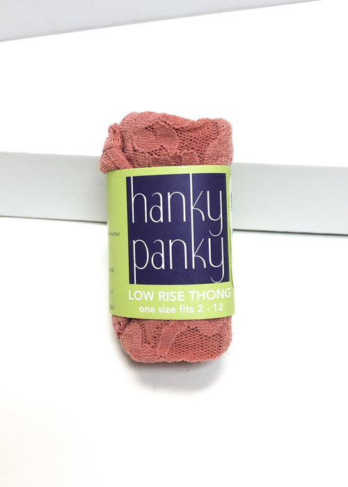 Hanky Panky Signature Lace Low Rise Thong - Mauve-Hand In Pocket
