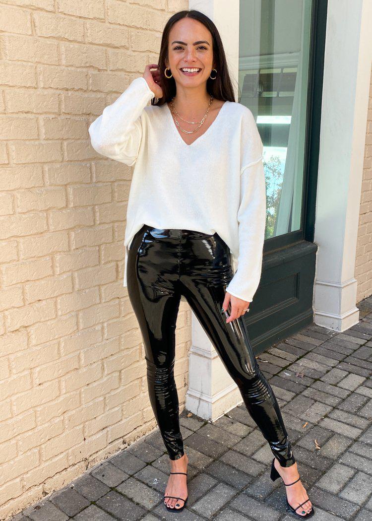 SPANX | Faux Patent Leather Leggings in Black