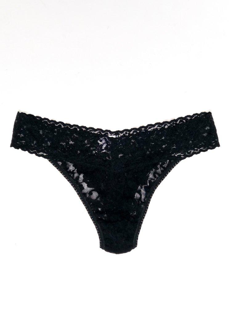 Hanky Panky Signature Lace Original Rise Thong - Charcoal-Hand In Pocket