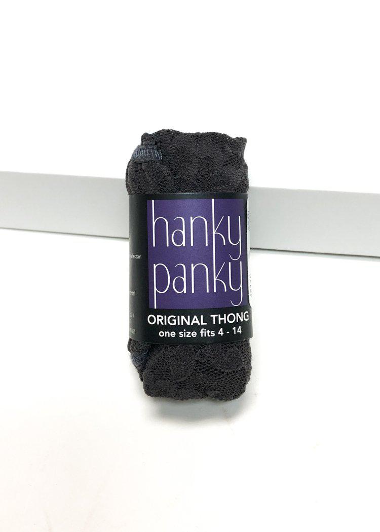 Hanky Panky Signature Lace Original Rise Thong - Charcoal-Hand In Pocket