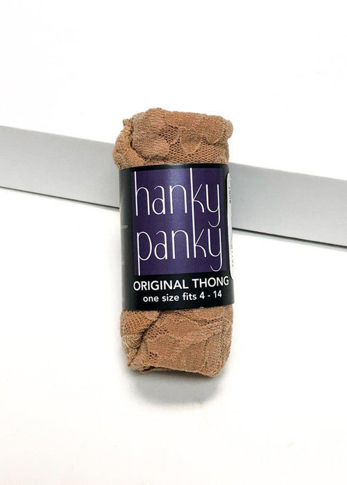 Hanky Panky Signature Lace Original Rise Thong - Suntan-Hand In Pocket