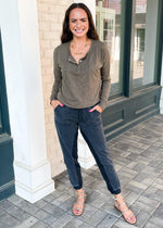 Bobi Cropped Henley Tee-***FINAL SALE*** ***EXTRA 25% OFF**-Hand In Pocket
