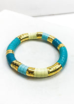 Colorblock Flexible Bangle-Turq/Gold-Hand In Pocket