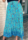Giverny Tiered Midi Skirt- Turquoise-Hand In Pocket
