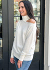 525 America Cold Shoulder Knit Top-White-Hand In Pocket