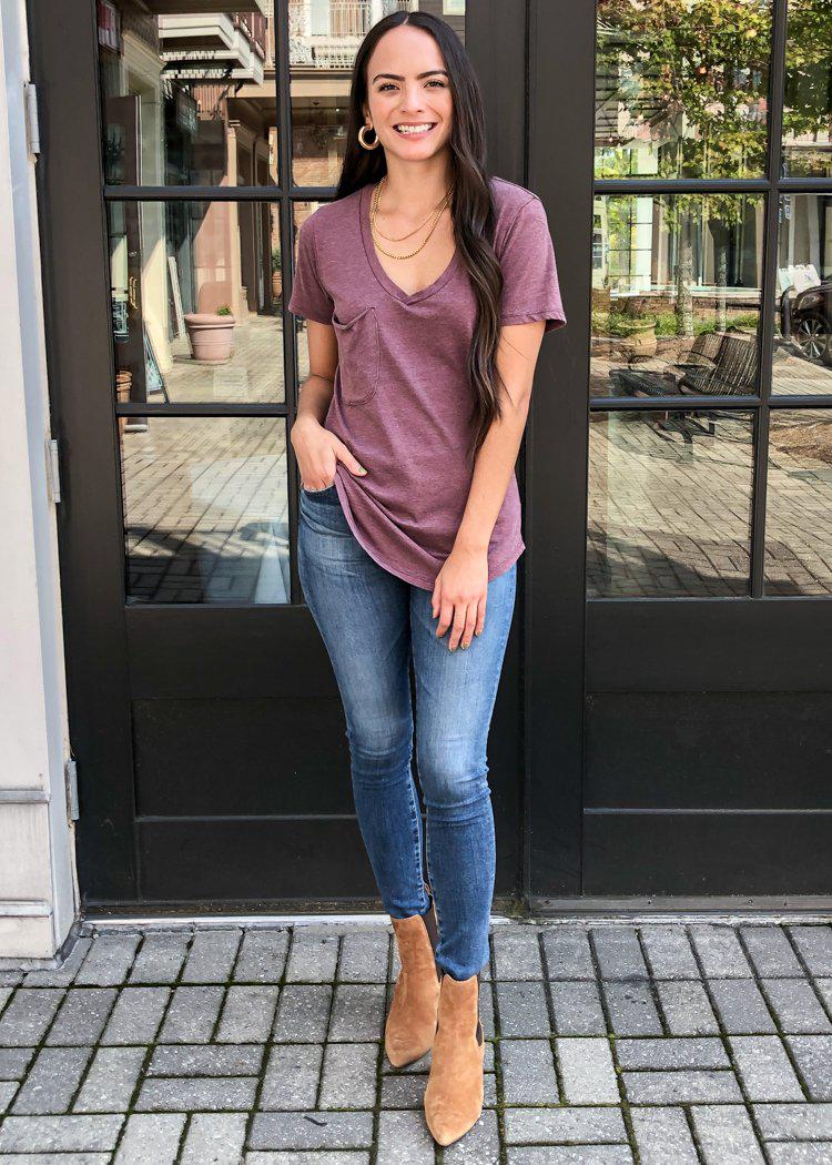 Z Supply Pocket Tee - Merlot-Hand In Pocket