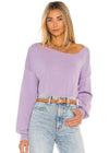 Line + Dot Favorite Off Shoulder Sweater- Lilac-Hand In Pocket