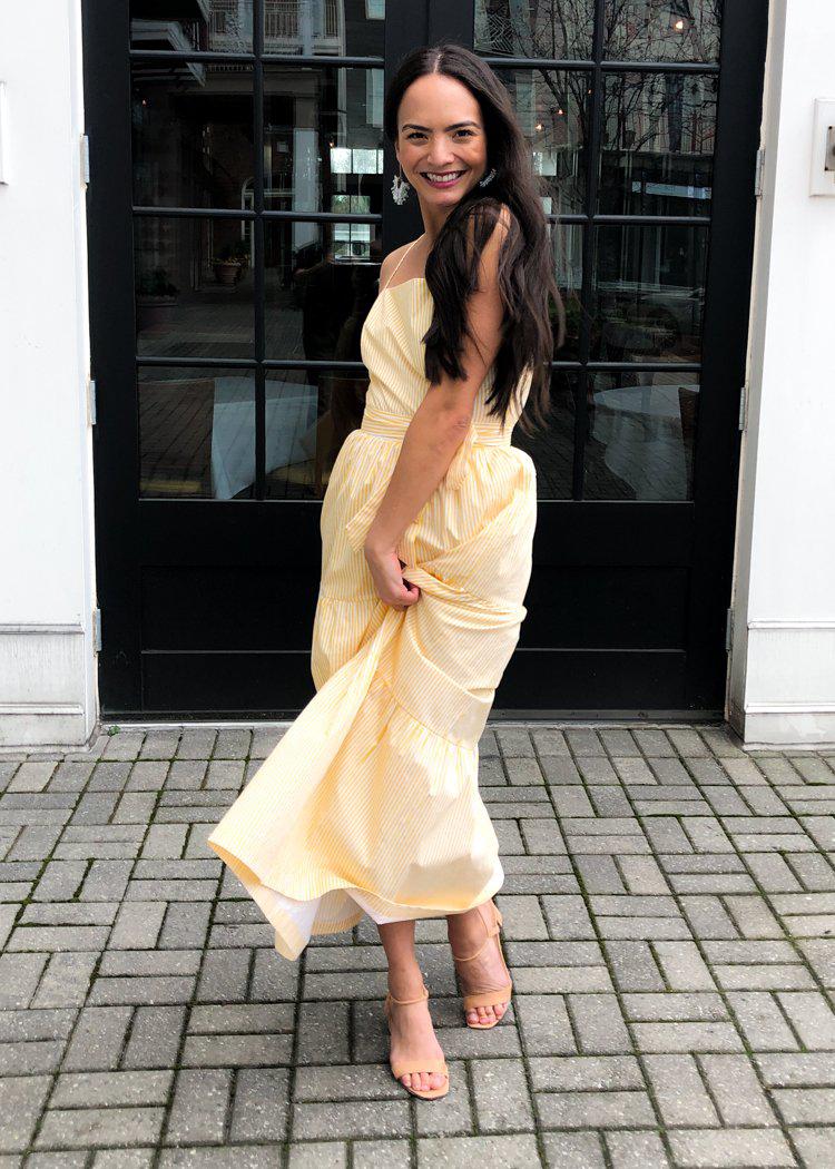 English Factory Yellow Striped Tie Waist Midi Dress-***FINAL SALE***-Hand In Pocket
