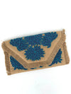 Kuta Blue Embroidered Beaded Clutch ***FINAL SALE***-Hand In Pocket