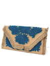 Kuta Blue Embroidered Beaded Clutch ***FINAL SALE***-Hand In Pocket