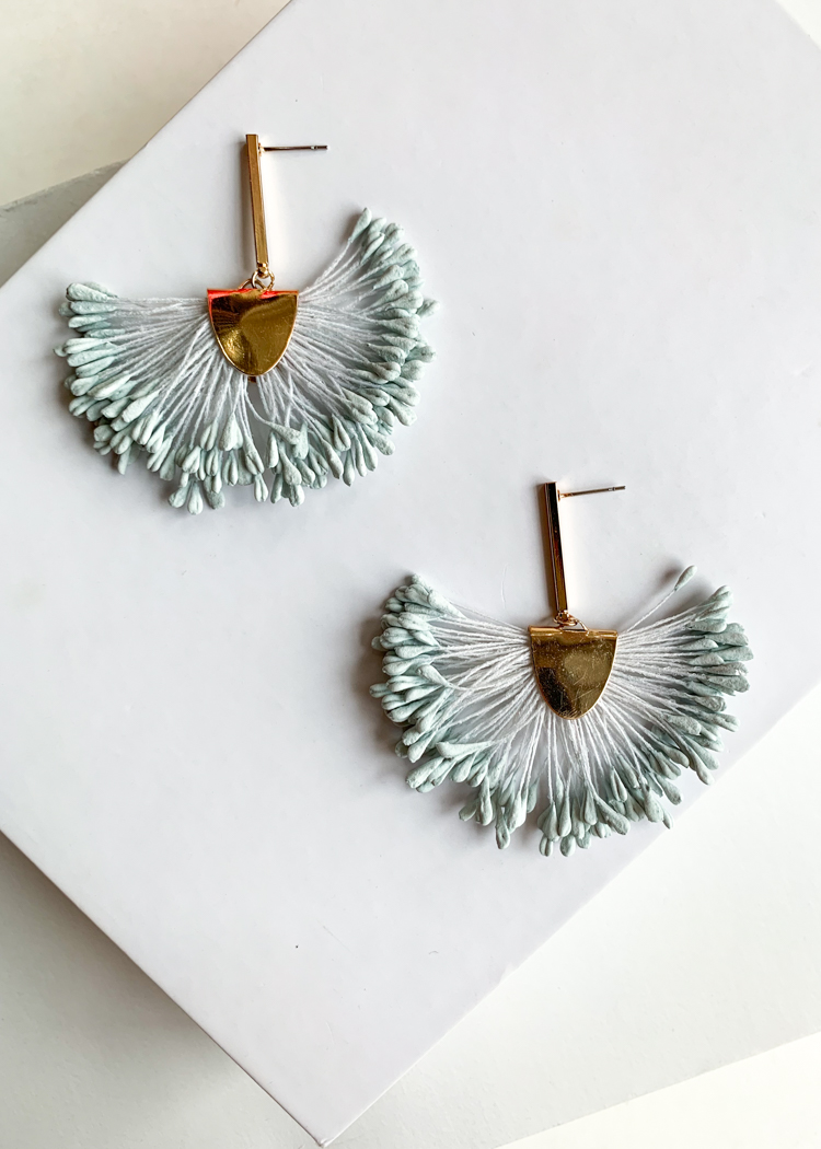 Semarang Fringe Periwinkle Drop Earrings-Hand In Pocket