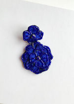 Ewa Beach Cobalt Floral Drop Earrings-Hand In Pocket