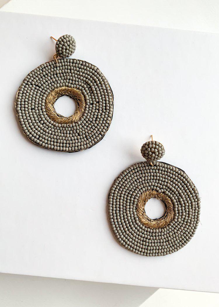 Lailani Grey Beaded and Gold Embroidered Drops-Hand In Pocket