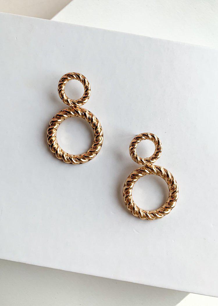 Pak Kret Gold Double Drop Hoops-Hand In Pocket