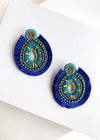 Yala Blue and Gold Beaded Beaded Drop Earrings-Hand In Pocket