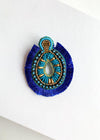 Yala Blue and Gold Beaded Beaded Drop Earrings-Hand In Pocket