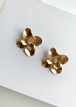 Bougainvillea Gold Floral Pearl Accent Drops-Hand In Pocket