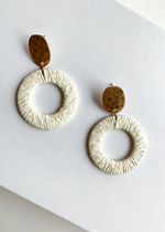 Koloa White and Gold Straw Hoops-Hand In Pocket