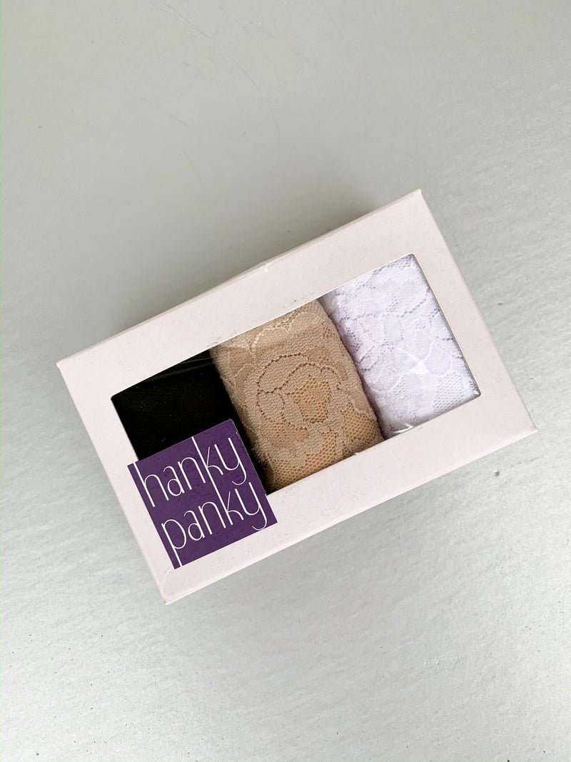 Hanky Panky 3 pack Lowrise-Black, Neutral, and White-Hand In Pocket